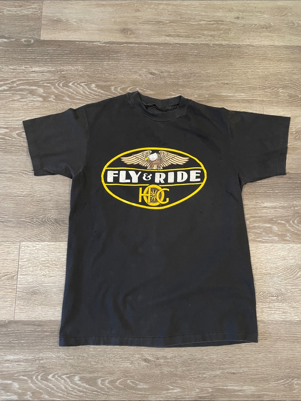 Harley-Davidson Vintage Black Tee with Yellow Eagle Emblem
